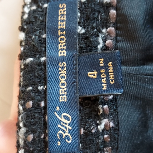 Brooks Brothers Black Wool Blend Tweed Pattern w/ Silver Gray Lined Skirt Size 4 - Picture 8 of 9